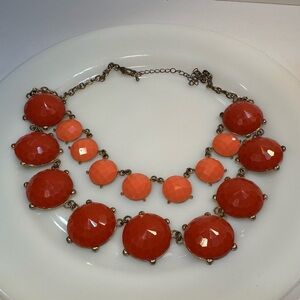 1960s Faux Coral Faceted Boho Bib Statement Necklace Vintage Unbranded Summer